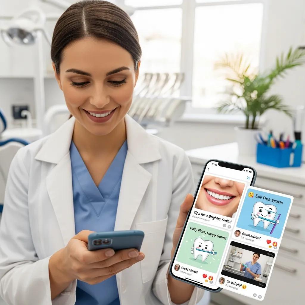Dentist engaging with patients on social media, highlighting the importance of social media in dental marketing